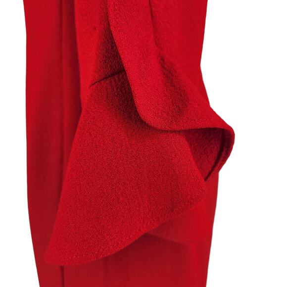 Karl Lagerfeld Paris Red Pencil Dress with Flare Ruffle Sleeve Size 0 S/M - Picture 6 of 6
